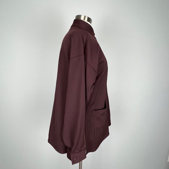 Eileen Fisher Womens Washable Flex Ponte Stand Collar Overshirt Brown size S - Picture 6 of 15